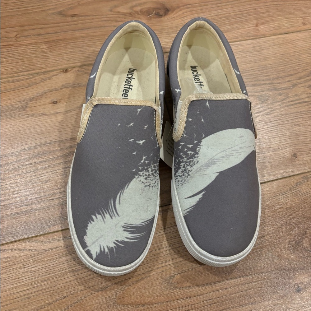 Bucket Feet Gray Feather Slip-On Shoes